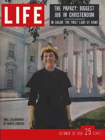 The First Lady, Mamie Eisenhower on the cover of "Life" magazine, October 20 1958.
